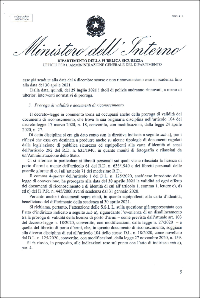 Lettera al Ministro Lamorgese e al Prefetto Giannini